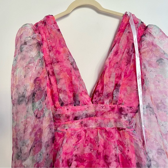 Selkie Style Pink Floral Mini coquette Barbie Puff Dress size 2 - Picture 3 of 10